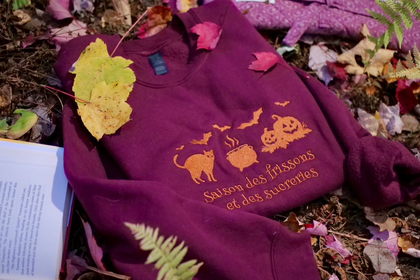 marron handmade embroidered sweatshirt